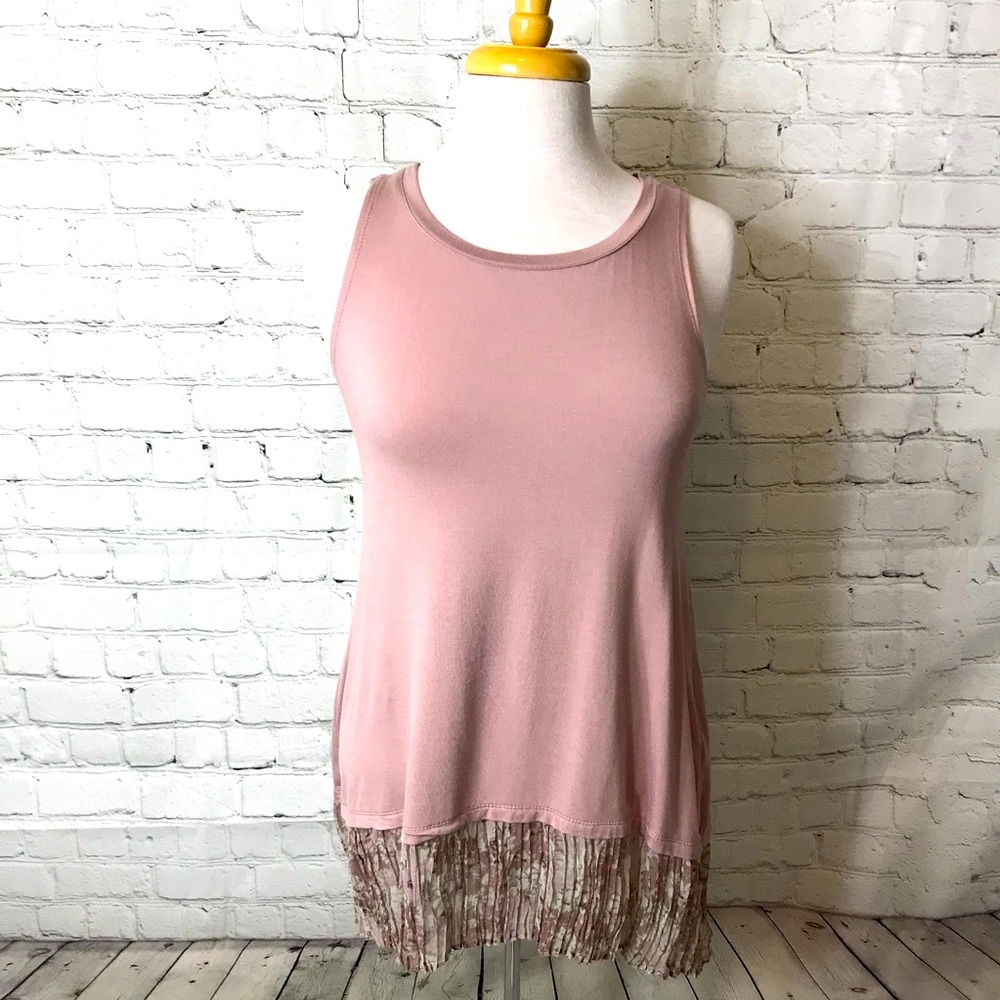 LOGO tank with pleated fabric trim